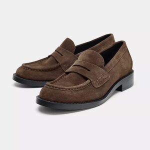 New Zara Brown Suede split leather  Loafers